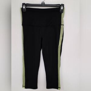 Black Leggings with Green Mesh Sides